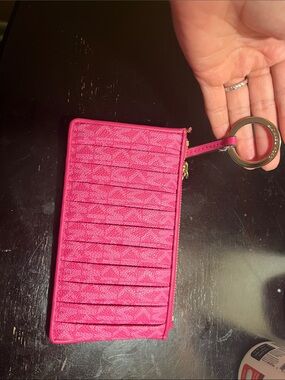 Michael Kors Hot Pink Quilted Card Holder with Keyring